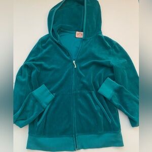 Y2K Juicy Couture teal terry cloth zip up